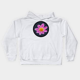 Pink Single Dahlia Flower Circle Frame Kids Hoodie